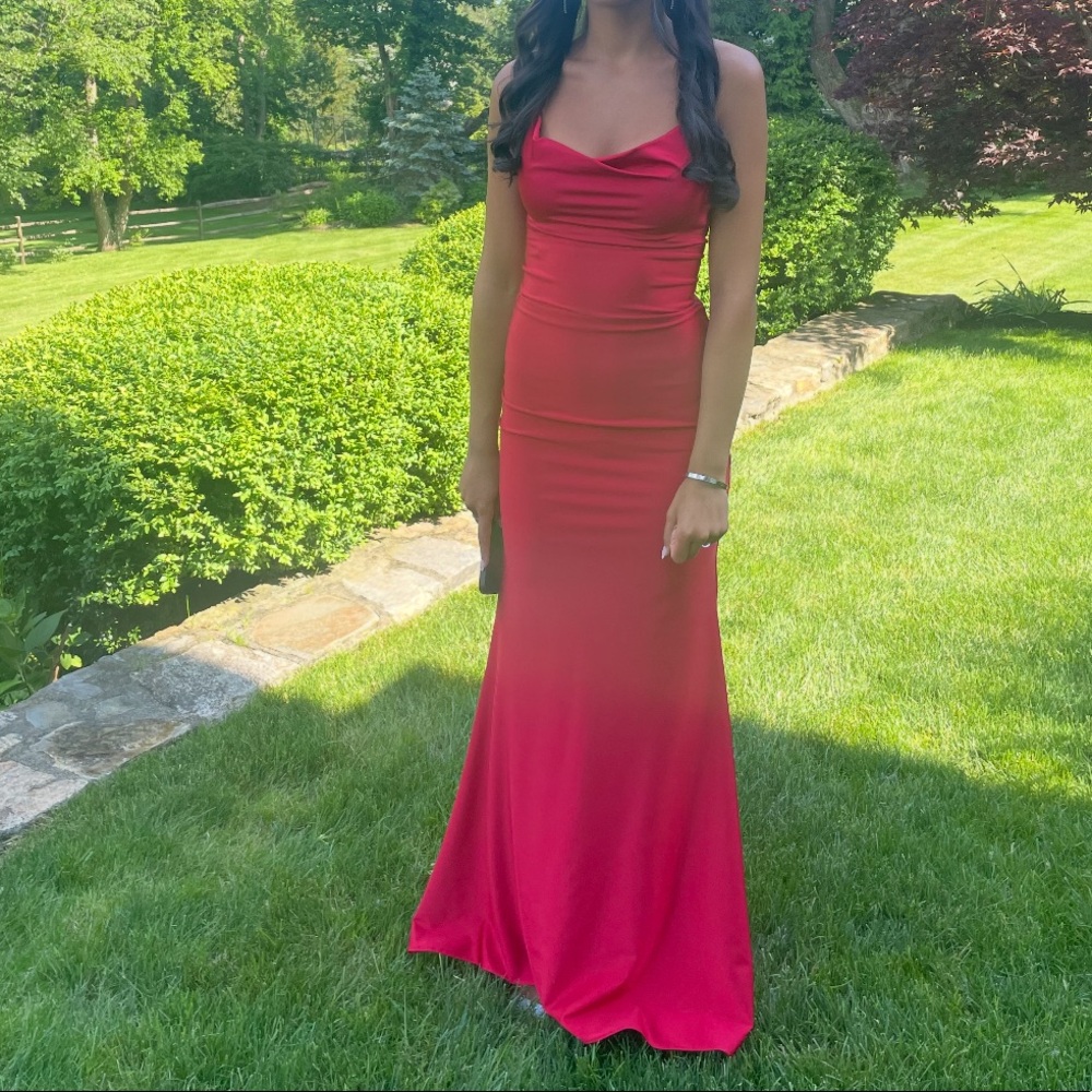 Red atria cowl neck dress ( style 6557)